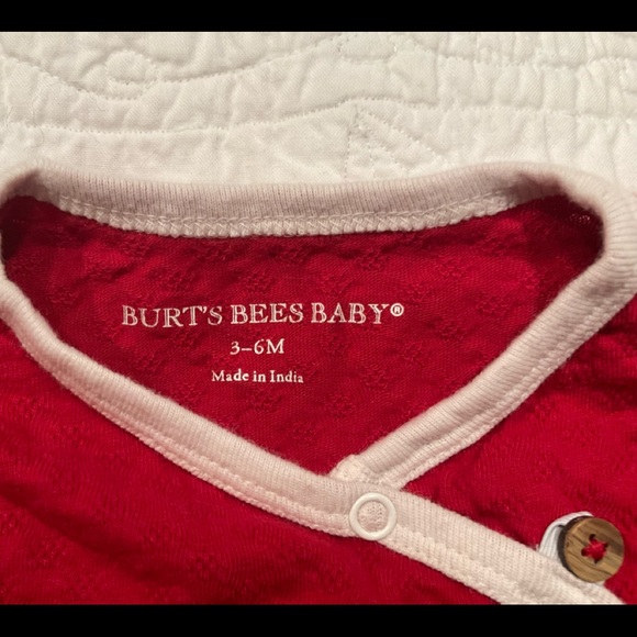 Darling Burt’s Bees Red & White Onesie - Picture 5 of 5